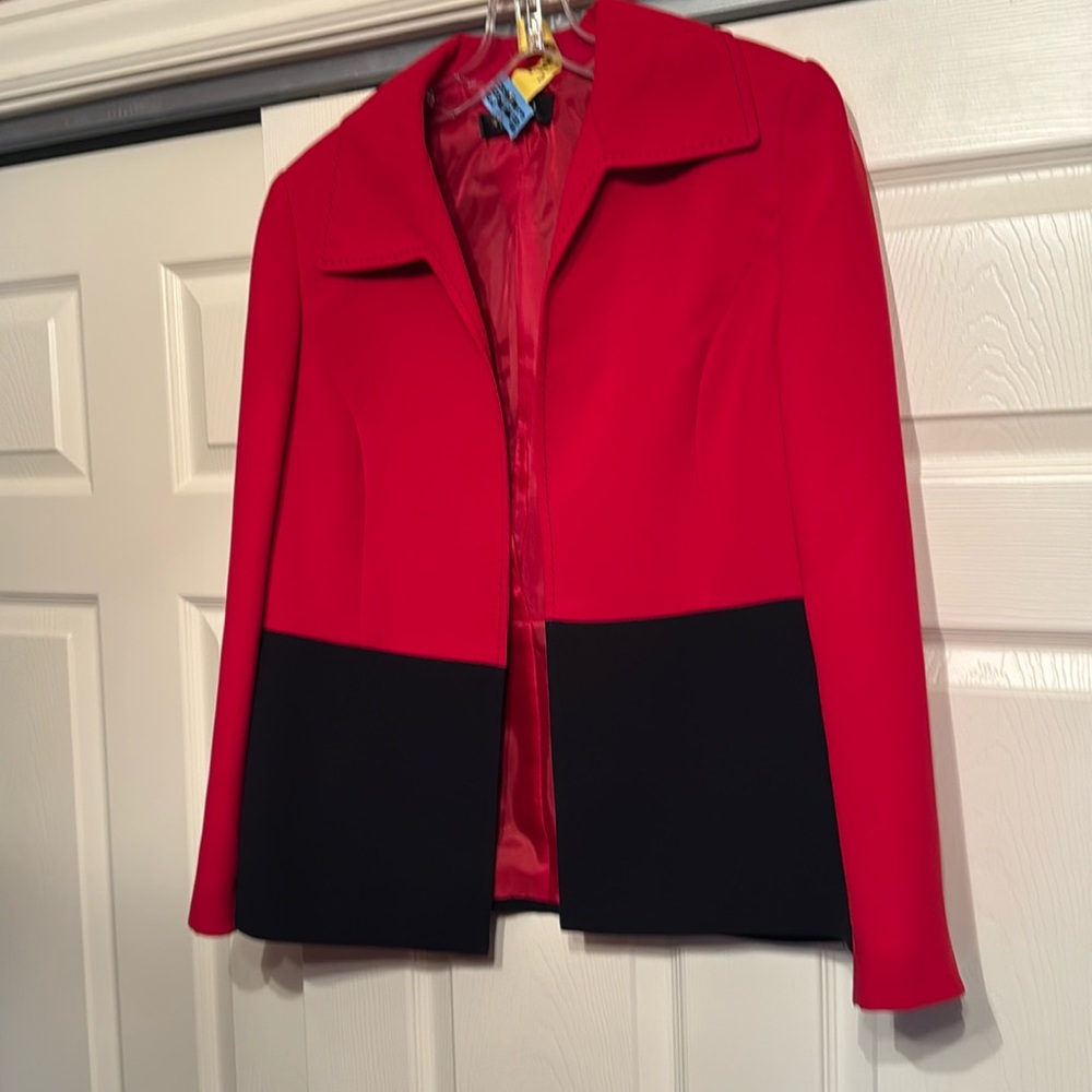 Beautiful red and black jacket.